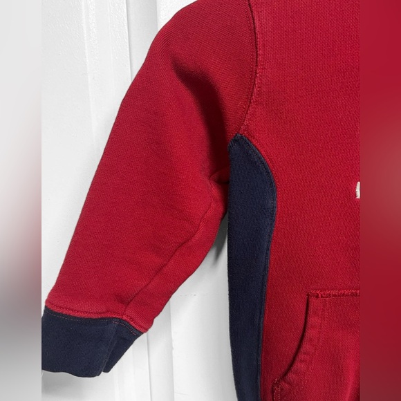 Polo Ralph Lauren toddler boy 4T dark red and navy blue hoodie with pocket - Picture 4 of 8